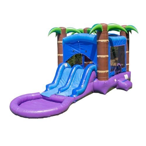 HeroKiddo 14'x26'x14.5' Jelly Bean Castle Bounce House Slide with Pool, 100% Commercial Grade PVC Vinyl, with Basketball Hoop, Wet/Dry Fun for All Ages, 360 Mesh Windows for Easy Supervision